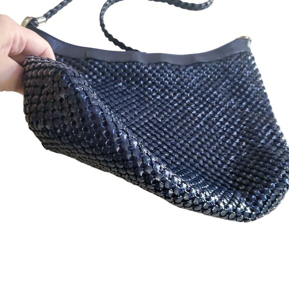 Metal Mesh Shoulder Bag Navy Blue Womens 12x9" Braided Strap Whimsy Coastal - Picture 11 of 16